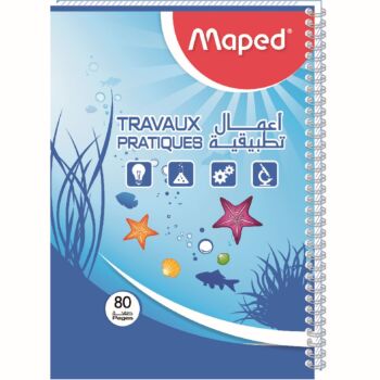 CAHIER TRAVAUX PRATIQUES RELIURE INTEGRALE 80 PAGES A4 SEYES 70g "MAPED" REF: 9053