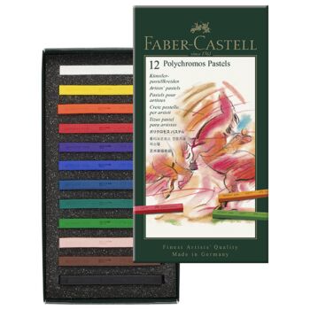 CRAIE PASTEL POLYCHROMOS SECS BOITE DE 12 "FABER CASTELL" REF: 128512