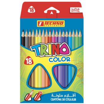 CRAYONS COULEURS TRINO LONG DE 18 COULEURS "TECHNO" REF: 4374