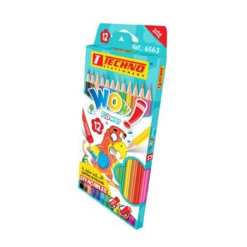 CRAYONS DE COULEUR WOW FLOWER BOITE DE 12 CLR "TECHNO" REF: 6563