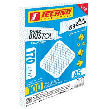 FICHE BRISTOL 5x5 BLANC A5 PQT 100F DE 170g "TECHNO" REF: 9478