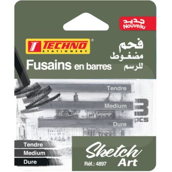 FUSAINS EN BARRES CARTE 3 PCS "TECHNO" REF: 4897