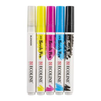 SET BRUSH PENS 5 COULEURS PRIMAIRE "ECOLINE" REF: 11509900